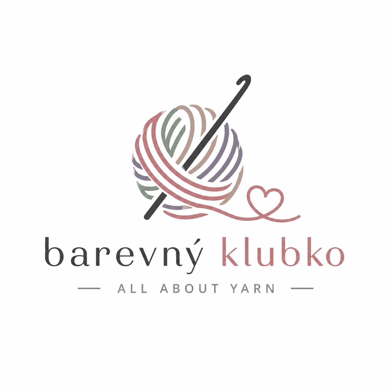 Barevný klubko logo s klubíčkem a háčkem